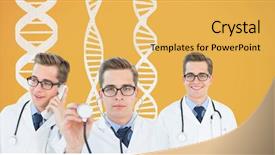  Presentation with dna fingerprinting - Beautiful presentation featuring collage standing with dna strands backdrop and a yellow colored foreground