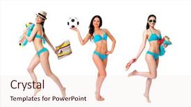  Presentation with turquoise beach - Cool new presentation theme with collage three sexy women backdrop and a lemonade colored foreground