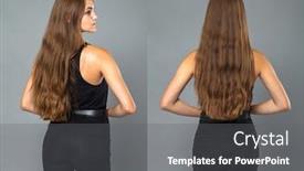  Presentation with collage - Amazing PPT layouts having collage-two-hair-models-back backdrop and a gray colored foreground