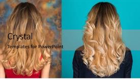  Presentation with hair corporate female - Presentation theme enhanced with collage two hair style female background and a coral colored foreground