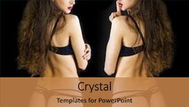  Presentation with two black women - Beautiful PPT theme featuring collage two sexy women fashion portrait of a professional models in black sexy underwear back view isolated on dark background backdrop and a coral colored foreground
