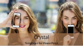  Presentation with women - Presentation design featuring collage two women young women background and a coral colored foreground