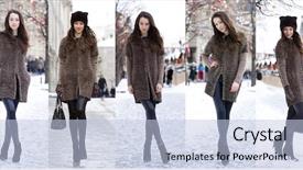  Presentation with winter - Slide deck having collage winter fashion young beautiful women on a background of a winter street background and a light blue colored foreground