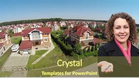  Presentation with hand palm - Theme with collage with aerial view background and a tawny brown colored foreground