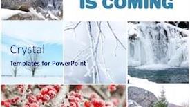  Presentation with beautiful landscapes - PPT theme featuring collage with beautiful snowy landscapes and text winter is coming background and a sky blue colored foreground