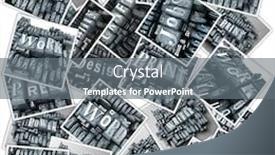  Presentation with metallic - Cool new presentation design with collage with different renderings of vintage metallic typescript letters backdrop and a gray colored foreground