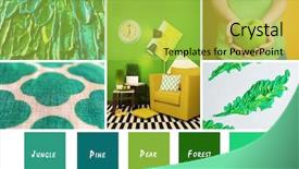  Presentation with green color - Presentation theme having collage with green color palette background and a yellow colored foreground