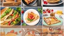  Presentation with ideas formula - PPT layouts enhanced with collage with ideas for serving background and a coral colored foreground