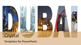  Presentation with dubai - Slides with collage with letters dubai united background and a yellow colored foreground