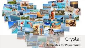  Presentation with people collage - Presentation theme having collage with many happy beautiful background and a light gray colored foreground