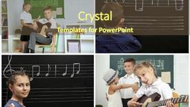  Presentation with music school - Colorful slides enhanced with collage with pupils having music backdrop and a tawny brown colored foreground