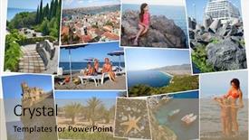  Presentation with collage of diversity people - Audience pleasing presentation design consisting of collage with six people three backdrop and a coral colored foreground