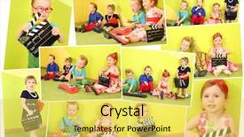  Presentation with trumpet - Audience pleasing slide deck consisting of collage with twelve boys backdrop and a yellow colored foreground