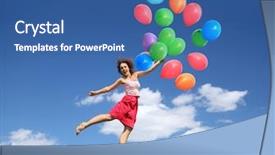  Presentation with flight - Audience pleasing slide deck consisting of collage with woman barely touching backdrop and a  colored foreground