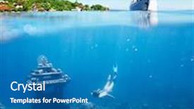  Presentation with sail - Cool new PPT layouts with bali mask - collage with woman diving backdrop and a teal colored foreground