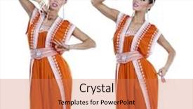  Presentation with indian traditional - Cool new slide deck with collage young traditional asian indian women in indian sari isolated on white background backdrop and a coral colored foreground