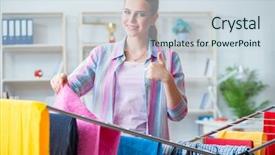  Presentation with china laundry - Theme featuring collapse - young housewife doing laundry background and a sky blue colored foreground