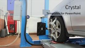  Presentation with garage car - Presentation theme consisting of collapse equipment in a car background and a light gray colored foreground