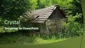  Presentation with hut - Presentation having collapsed old hut background and a tawny brown colored foreground