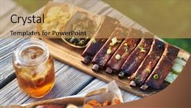  Presentation with bbq picnic - Slide set featuring collard greens and mac background and a yellow colored foreground