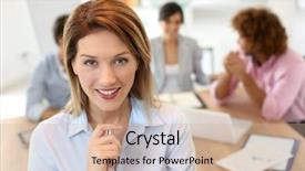  Presentation with blank portrait a4 - Slide set featuring colleague confident - successful businesswoman portrait background and a  colored foreground