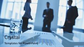  Presentation with business review - Amazing PPT theme having colleague review - close-up of business objects backdrop and a light blue colored foreground