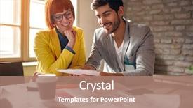  Presentation with small group working - Beautiful PPT layouts featuring colleague review - group of smiling freelance designers backdrop and a  colored foreground