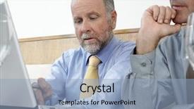  Presentation with aged - PPT theme enhanced with colleague using laptop in restaurant background and a light blue colored foreground