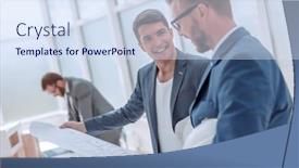  Presentation with architects - Presentation with colleagues architects discussing sketches of the new project background and a sky blue colored foreground