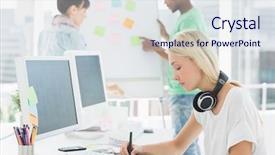  Presentation with drawing expressive art therapy - Audience pleasing slide set consisting of colleagues behind at the office backdrop and a sky blue colored foreground