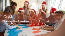  Presentation with towers - PPT layouts with colleagues-building-paper-towers background and a tawny brown colored foreground