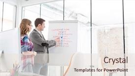  Presentation with website building 3d crossword puzzle cubes - Presentation theme enhanced with colleagues discussing over crossword puzzle background and a lemonade colored foreground