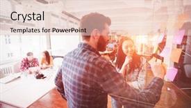  Presentation with teamwork street signs - Amazing PPT layouts having colleagues discussing over sticky note backdrop and a lemonade colored foreground