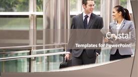  Presentation with discussion - PPT theme enhanced with colleagues having discussion whilst walk background and a gray colored foreground