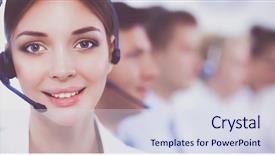  Presentation with call center - Amazing presentation having colleagues in a call center backdrop and a sky blue colored foreground