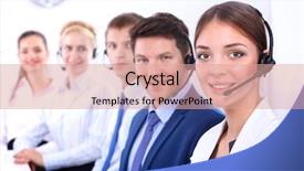  Presentation with call center - Audience pleasing slide set consisting of colleagues in a call backdrop and a coral colored foreground