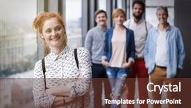  Presentation with corporate - Cool new PPT layouts with colleagues in background post process backdrop and a tawny brown colored foreground