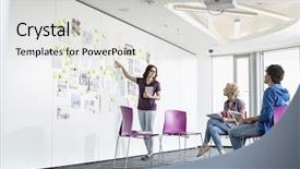  Presentation with creative - Beautiful PPT layouts featuring colleagues in creative office space backdrop and a light gray colored foreground