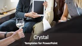  Presentation with digital image - Presentation with colleagues in private jet background and a dark gray colored foreground