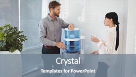  Presentation with drinking water - Amazing PPT theme having colleagues interacting while drinking water backdrop and a gray colored foreground