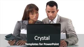  Presentation with internet - Presentation theme having colleagues-searching-the-internet background and a tawny brown colored foreground