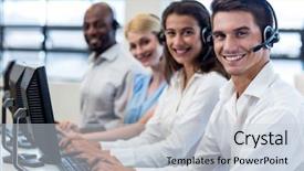  Presentation with desk - Amazing theme having hotline - portrait of colleagues sitting backdrop and a lemonade colored foreground