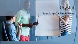  Presentation with office - Slides consisting of colleagues standing by white board background and a light blue colored foreground