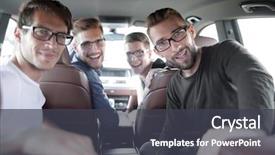  Presentation with car business - PPT layouts having colleagues test drive new background and a dark gray colored foreground