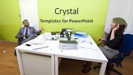  Presentation with paper - Presentation theme having colleagues-throwing-crumpled-paper background and a blonde colored foreground