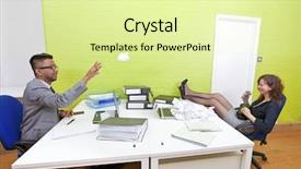  Presentation with paper - Amazing slide deck having colleagues-throwing-crumpled-paper backdrop and a blonde colored foreground