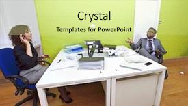  Presentation with paper - PPT theme with colleagues-throwing-crumpled-paper background and a blonde colored foreground