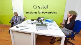  Presentation with paper - PPT layouts enhanced with colleagues-throwing-crumpled-paper background and a soft green colored foreground