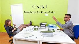  Presentation with paper - PPT layouts consisting of colleagues-throwing-crumpled-paper background and a blonde colored foreground