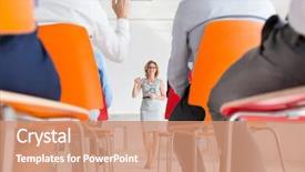  Presentation with projector - Colorful PPT theme enhanced with colleagues while standing against projector backdrop and a  colored foreground